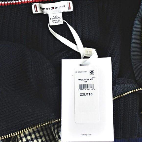 Tommy Hilfiger Sweater Ribbed Knit Shoulder Zip Varsity Turtleneck Blue Sz 2XL - Picture 7 of 10